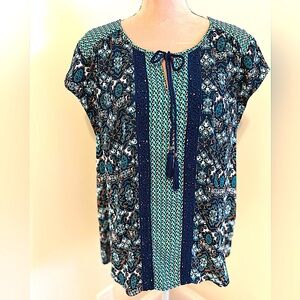 Super Cute Mixed Print Cap Sleeve Top